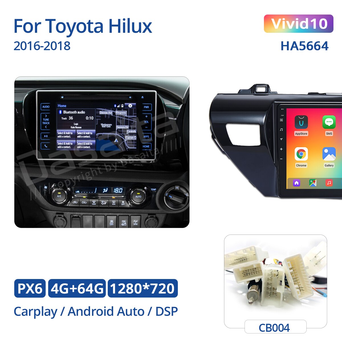 Dasaita Vivid For Toyota Hilux 2016 2017 2018 Car stereo Apple Carplay Android Auto car radio Navigation IPS GPS DPS 1280*720