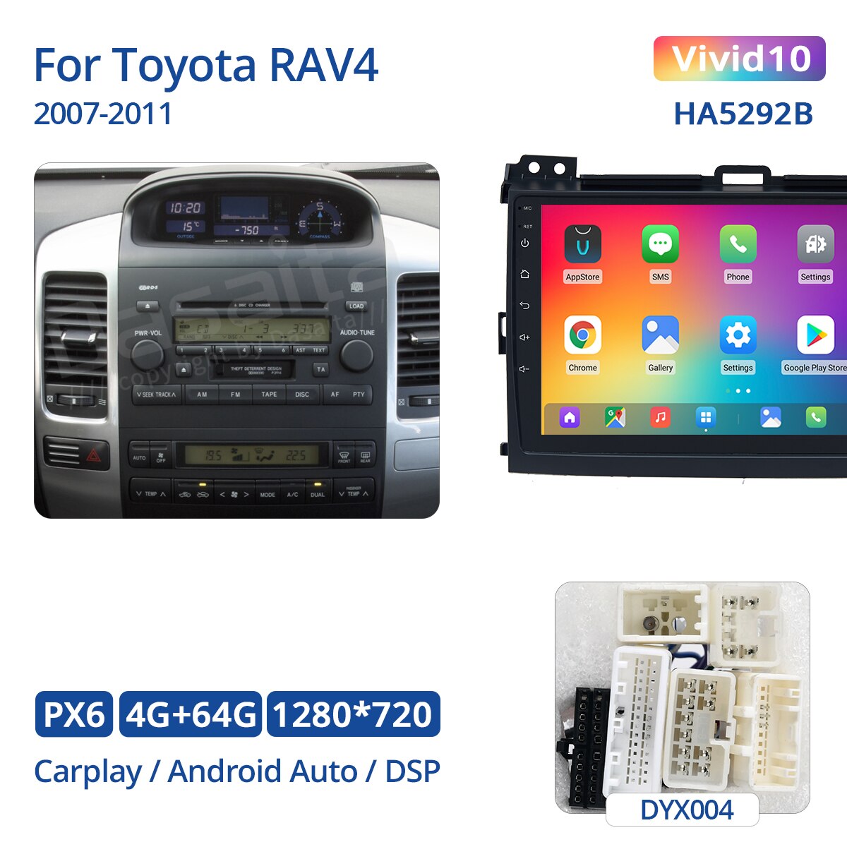 Dasaita Vivid for Toyota Prado 120 2004 2005 2006 2007 2008 2009 Car Stereo 9" Touch Screen IPS Scree Navigation GPS 4GB 64GB