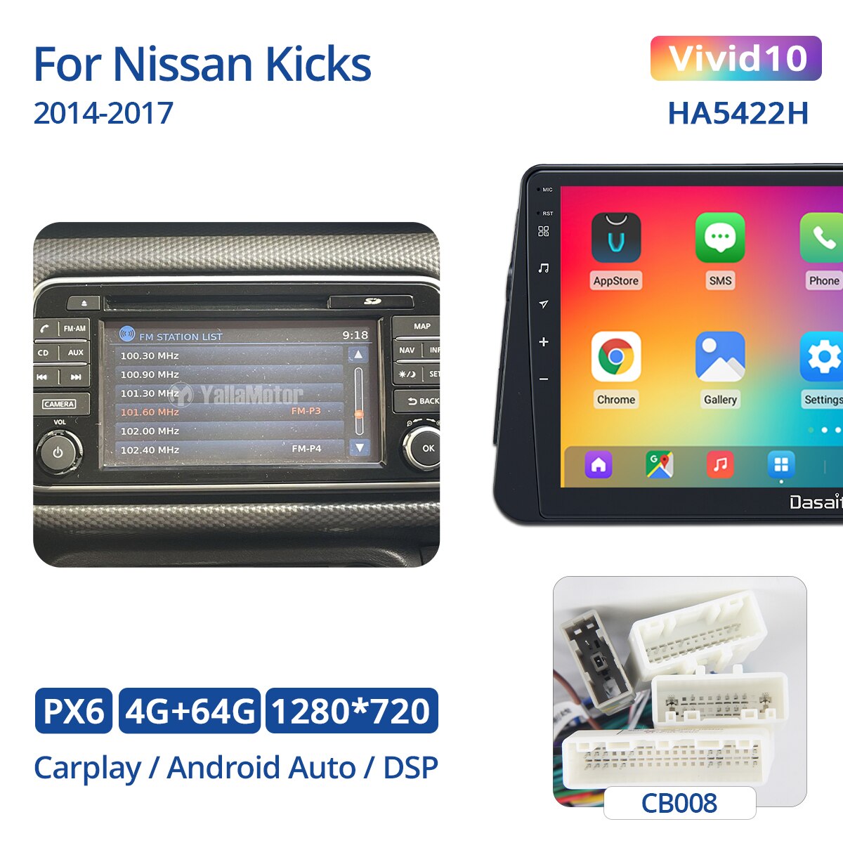 Dasaita for Nissan Kicks Micra GPS 2014 2015 2016 2017 Car Video Players 10.2" Android 10.0 Carplay DSP GPS IPS 4G RAM 64G ROM