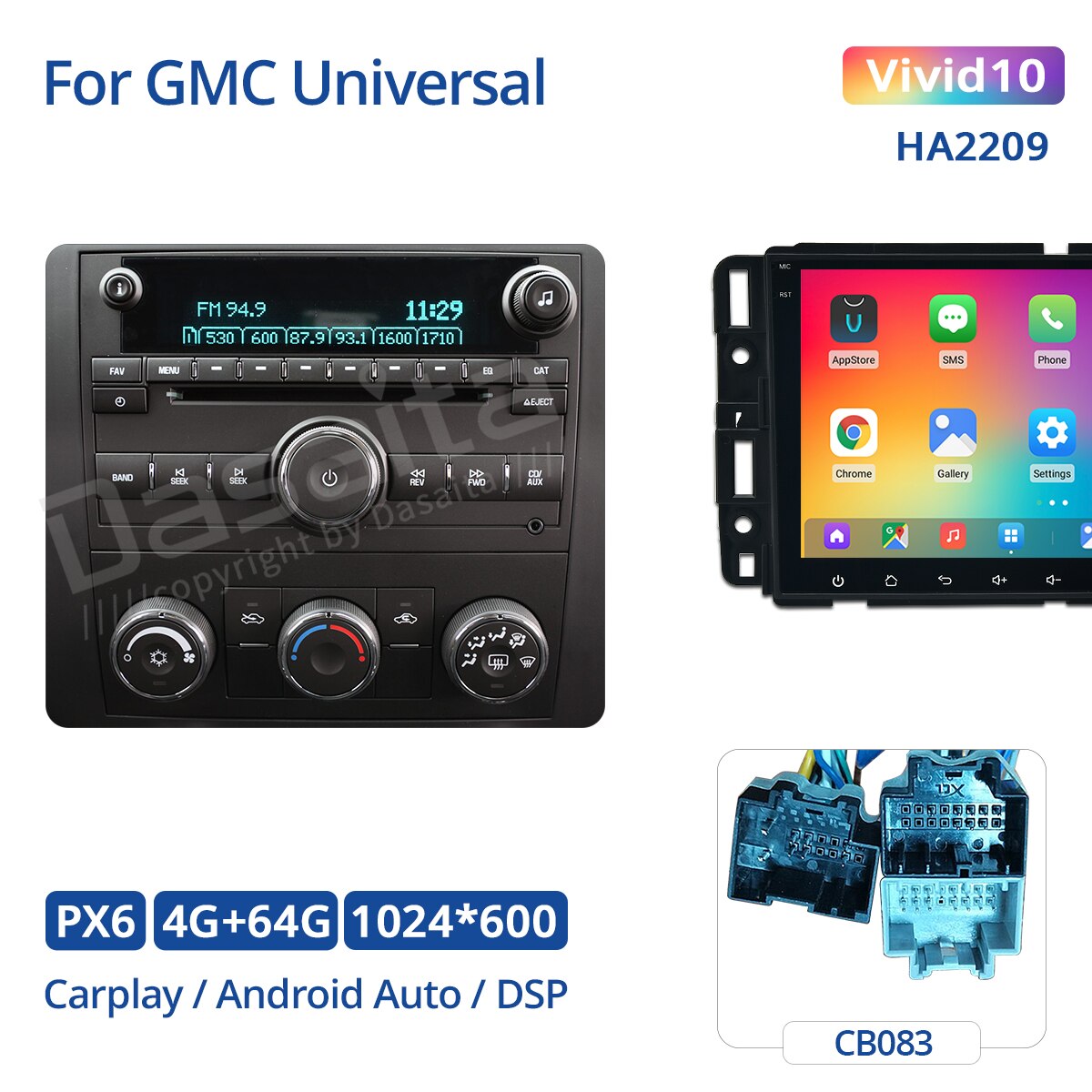 8" Android 10 Multimedia Player Stereo Car Radio For GMC Sierra Yukon Denali Acadia Savana Chevrolet Express Traverse Equinox