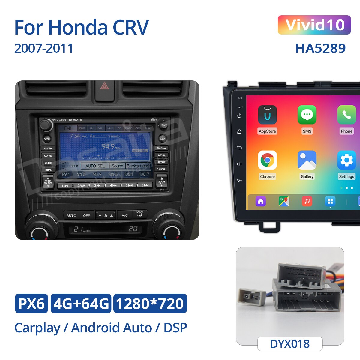Dasaita Vivid for Honda CRV GPS 2007 2008 2009 2010 2011 car radio Android GPS Navigation Carplay Android Auto Car Stereo 4G 64G