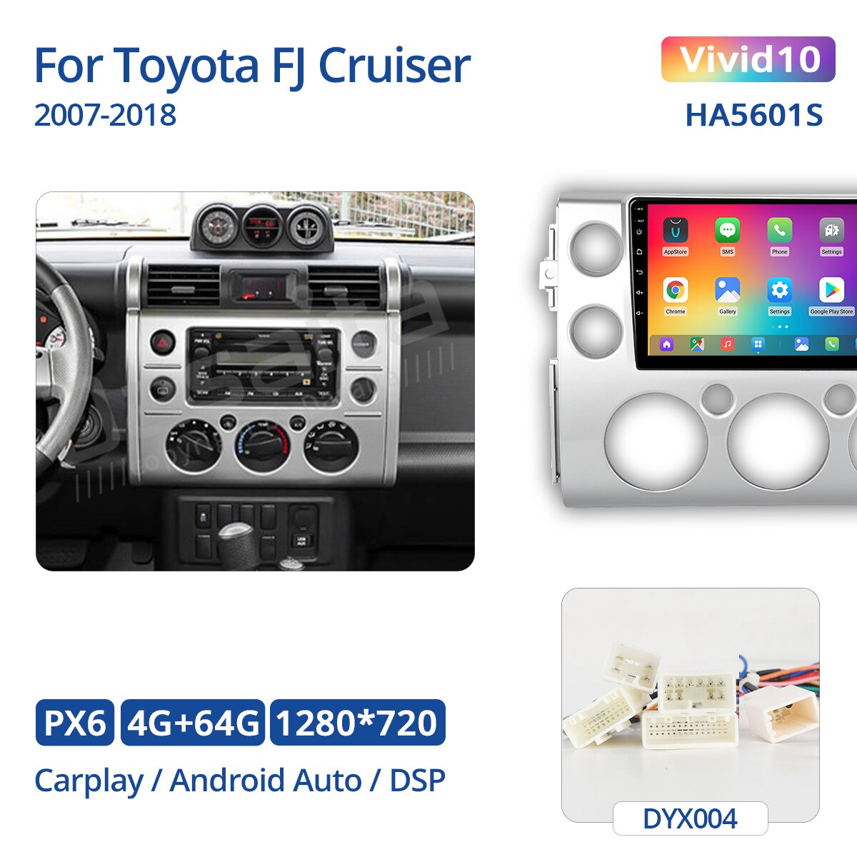 Dasaita Vivid for Toyota FJ Cruiser GPS 2007 2010 2011 2012 2015 2016 Android 10.0 Car Radio Navigation TDA7850 Carplay 1280*720