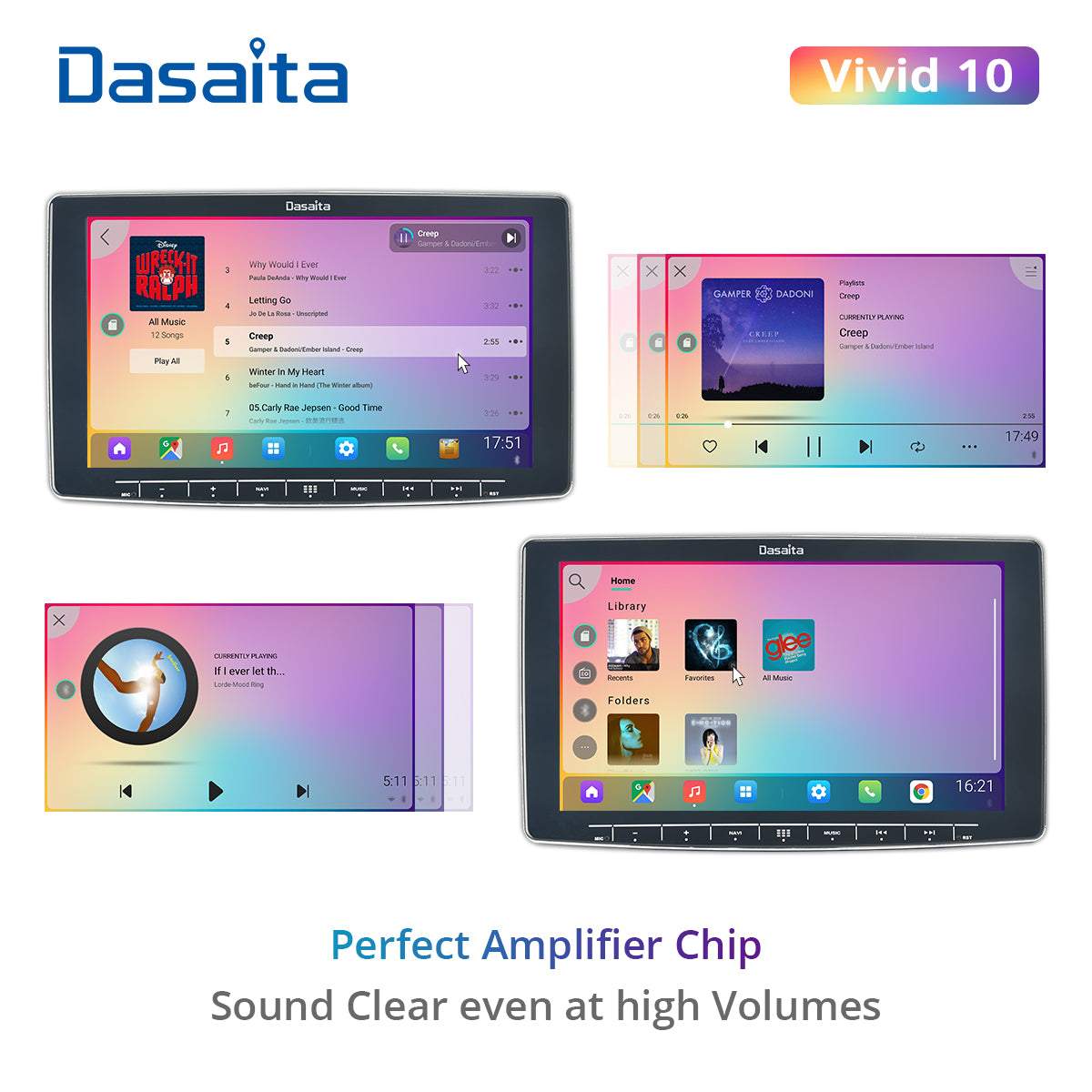 Dasaita Vivid10 Universal Single Din Car Stereo 10.2 Inch Carplay Android Auto PX6 4G+64G Android10 1280*720 DSP AHD Radio
