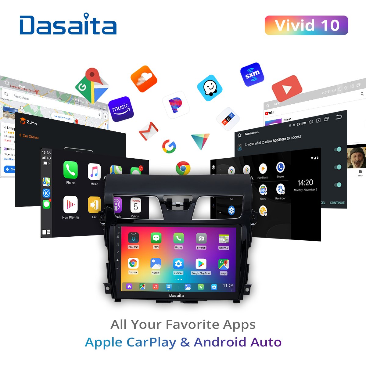 Dasaita Vivid for Toyota Highlander 2007 to 2014 Car Radio with Carplay 10.2" DSP GPS Navigation Autoradio Head Unit Android 10