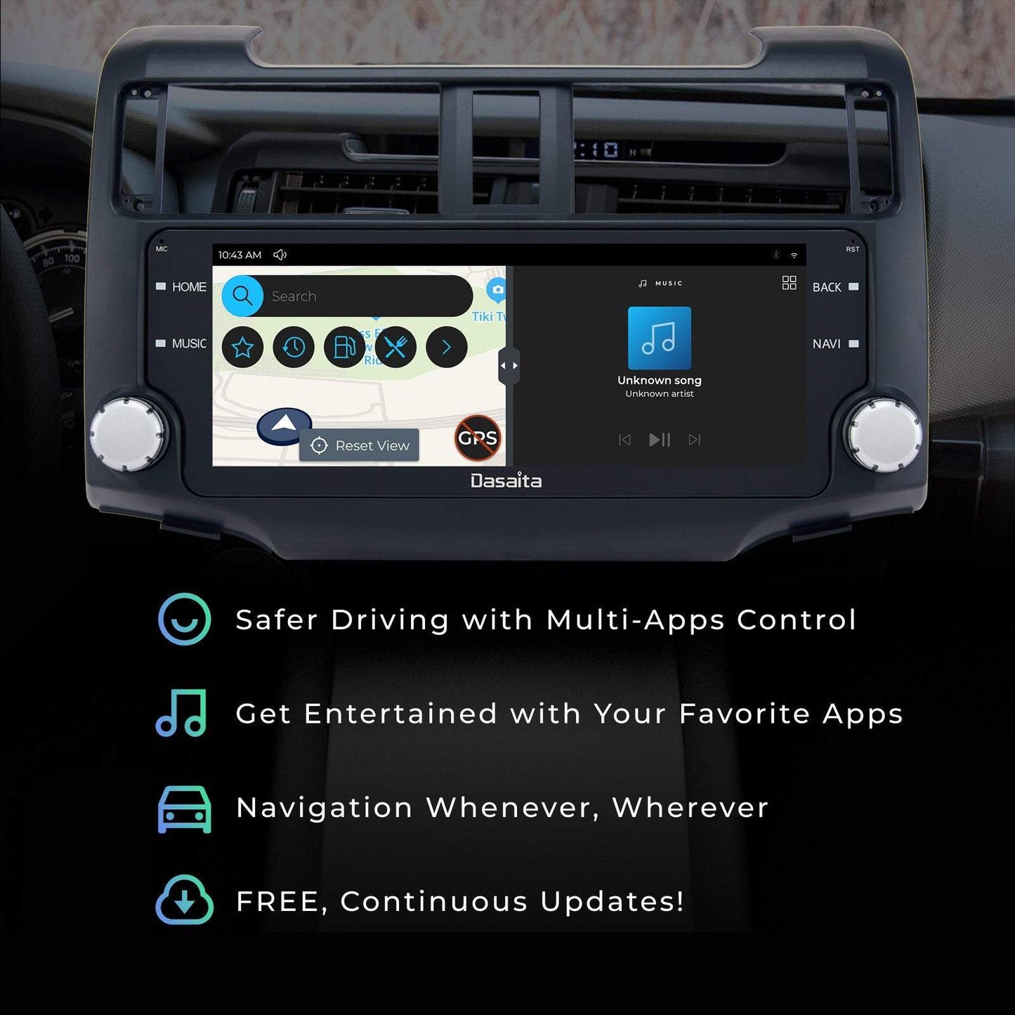 Dasaita Scout10 10.25 inch for Toyota 4runner 2014 2015 2016 2017 2018 Car Stereo Black Frame Android Auto Carplay IPS Screen 4G+64G Stereo