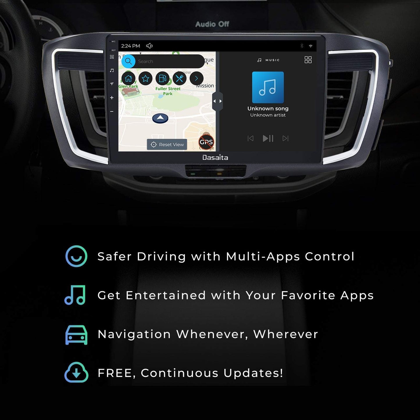 Dasaita Scout10 10.2 inch for Honda Accord 2013 2014 2015 2016 2017 Car Android Stereo Apple Carplay Android Auto GPS Navigation Wifi 1280*720 Video