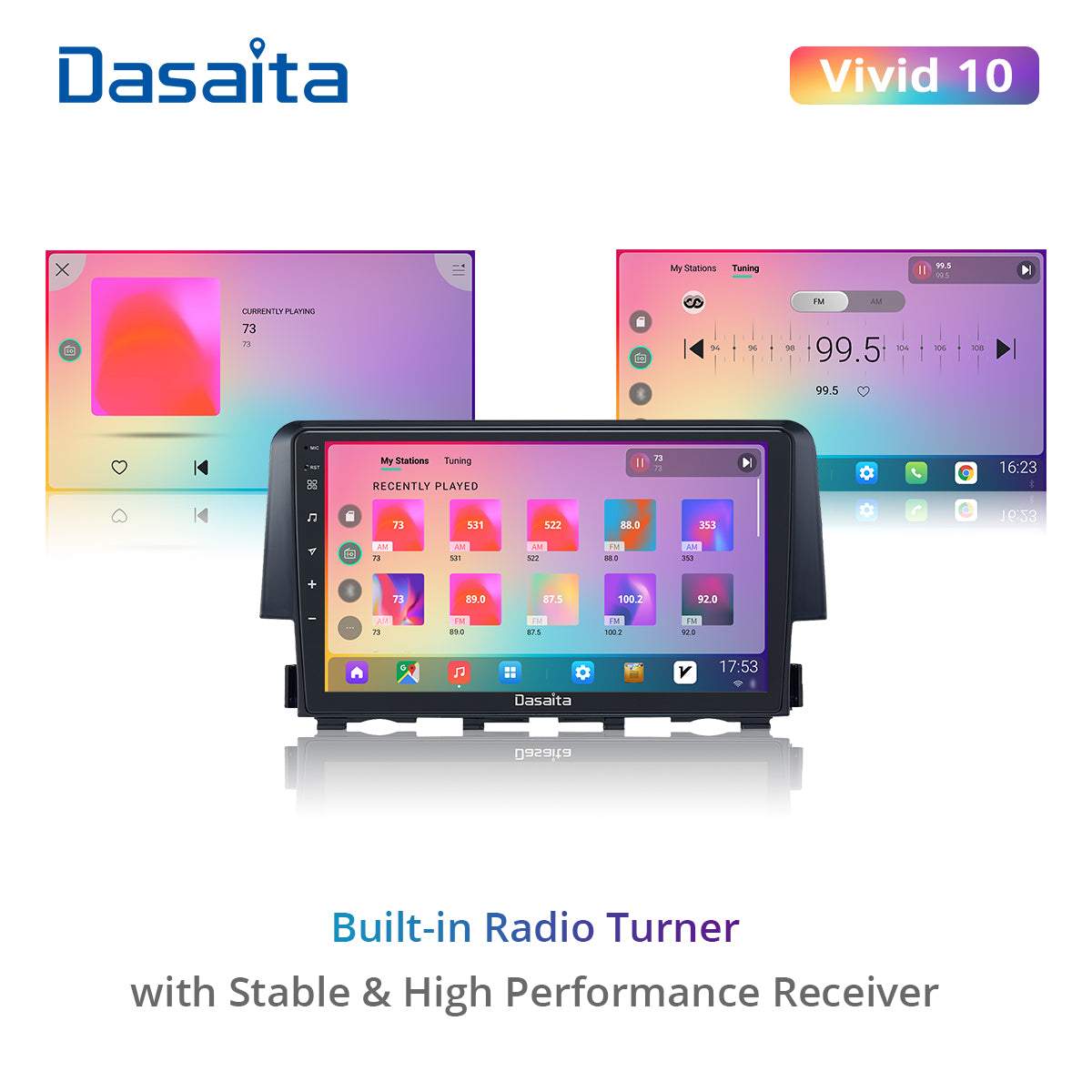 Dasaita Vivid10 Honda Civic 2015 2016 2017 Car Stereo 9 Inch Carplay Android Auto PX6 4G+64G Android10 1280*720 DSP AHD Radio