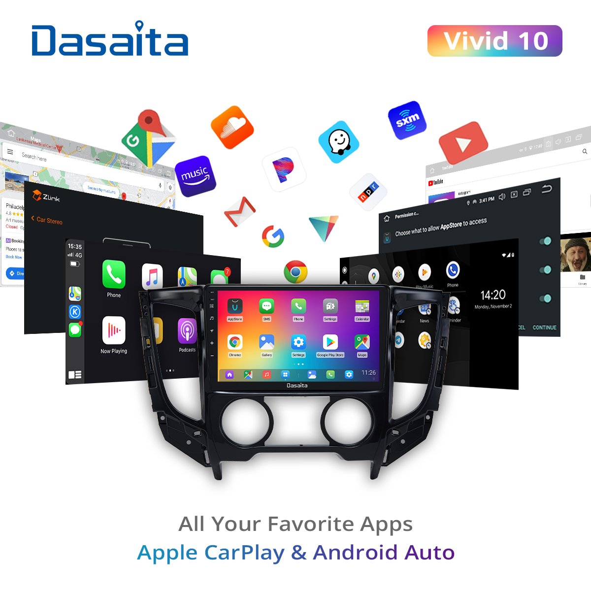 Dasaita Vivid For Mitsubishi Triton Car Radio 9" IPS Screen Android 10.0 Autoradio GPS Navigation TDA7850 BT5.0 Carplay 1280*720