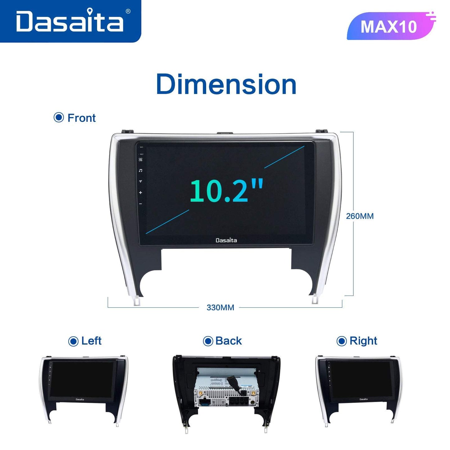 Dasaita MAX11 Toyota Camry 2015 2016 2017 Car Stereo 10.2 Inch Carplay Android Auto PX6 4G+64G Android11 1280*720 DSP AHD Radio