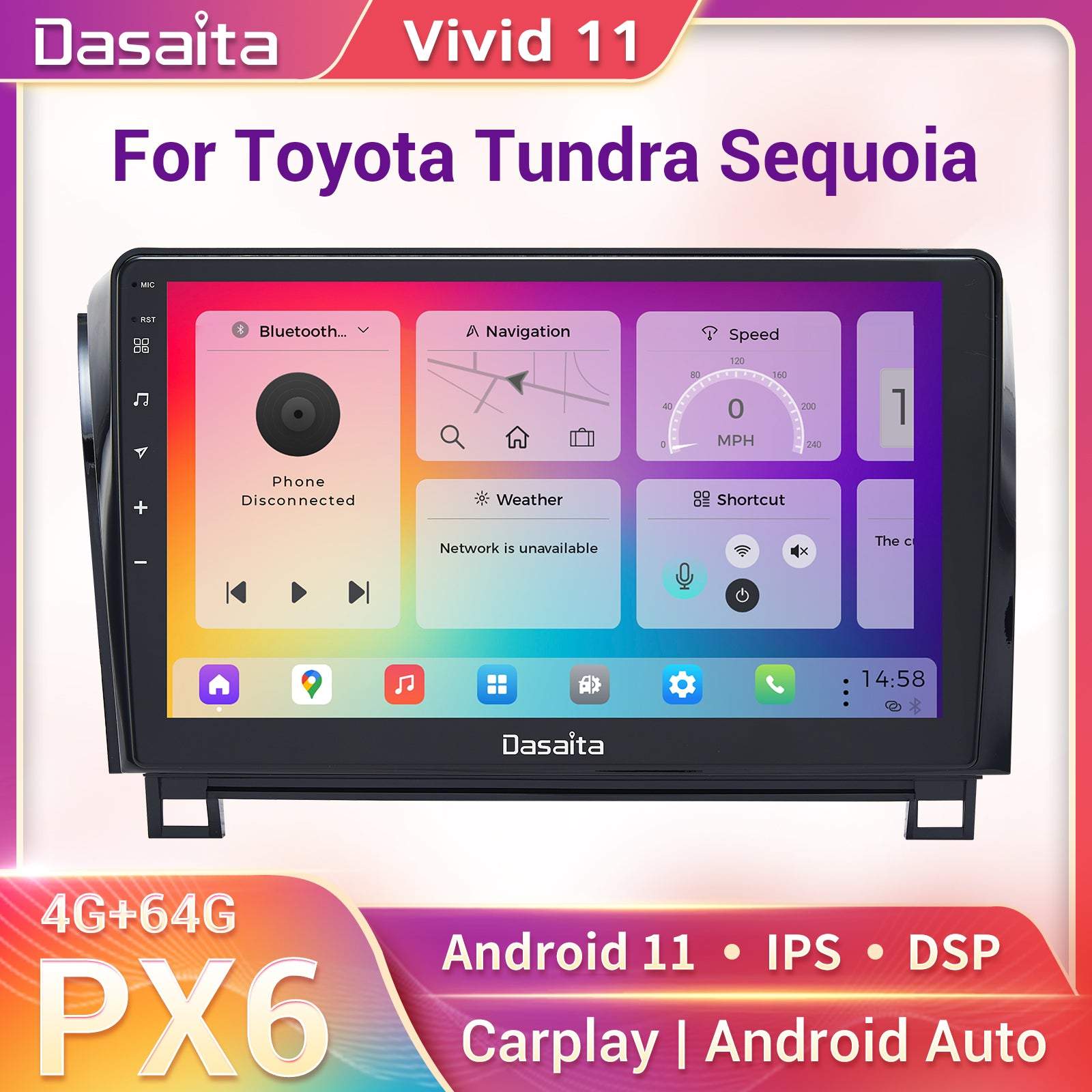 Dasaita Vivid11 Toyota Tundra Sequoia Car Stereo 10.2Inch Carplay