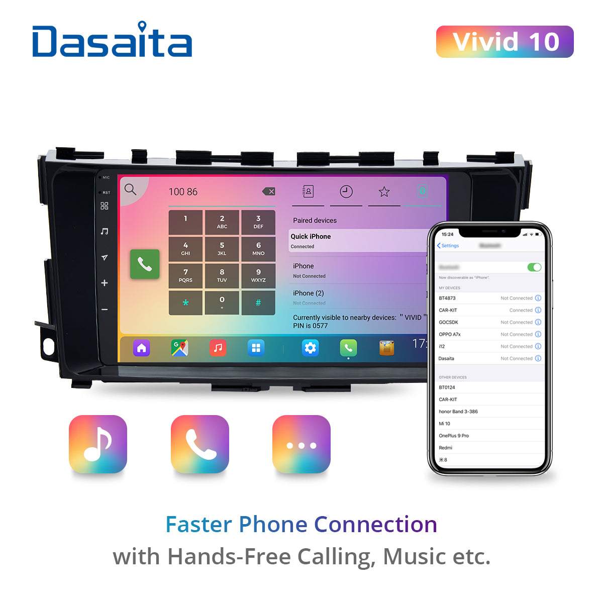 Dasaita Vivid11 Nissan Teana Altima 2014 2015 2016 2017 2018 Car Stereo 9 Inch Carplay Android Auto PX6 4G+64G Android11 1280*720 DSP AHD Radio
