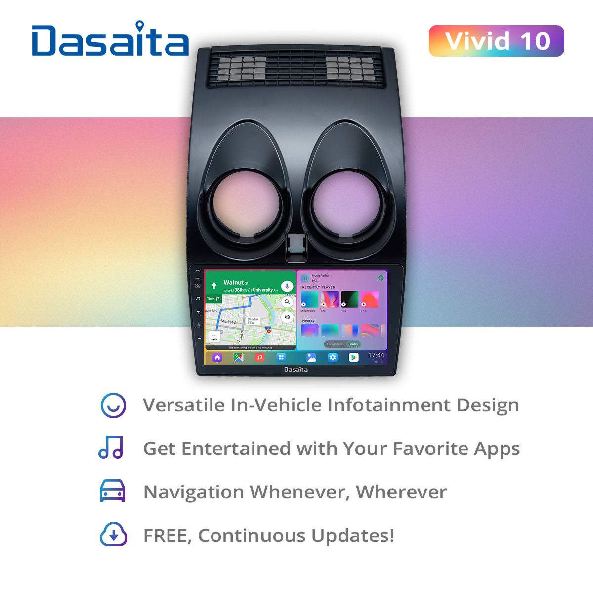 Dasaita Vivid11 Nissan Qashqai 2008 2009 2010 2011 2012 2013 2014 Car Stereo 9 Inch Carplay Android Auto PX6 4G+64G Android11 1280*720 DSP AHD Radio