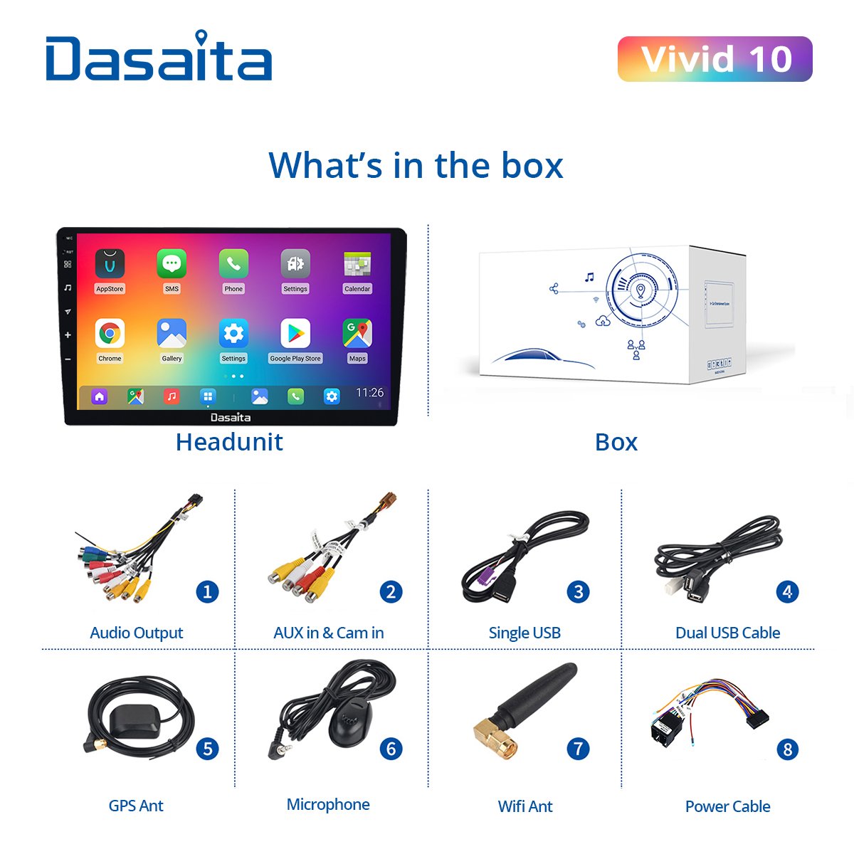 Dasaita Vivid For Universal Car Radio Android Carplay Android Auto 10.2" Touch Screen IPS 1280*720 GPS Navigation 4G 64G BT5.0