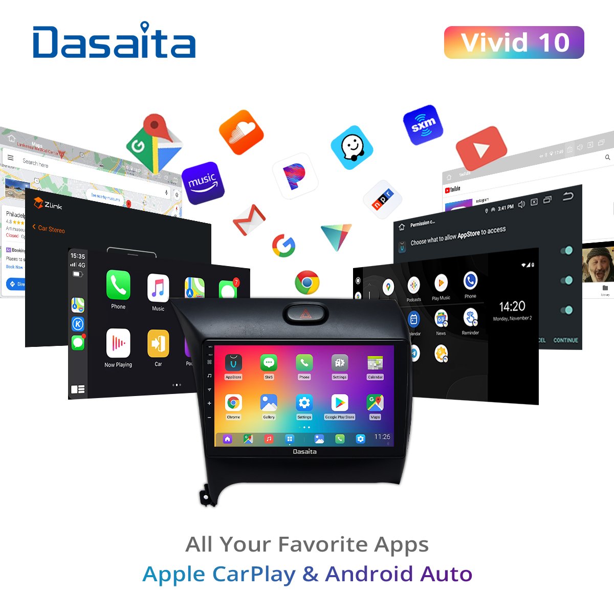 Dasaita Vivid for Kia Cerato K3 Forte 2012-2016 Car GPS Radio PlayerStereo Android Auto Carplay Multimedia 1280*720 4G 64G BT5.0