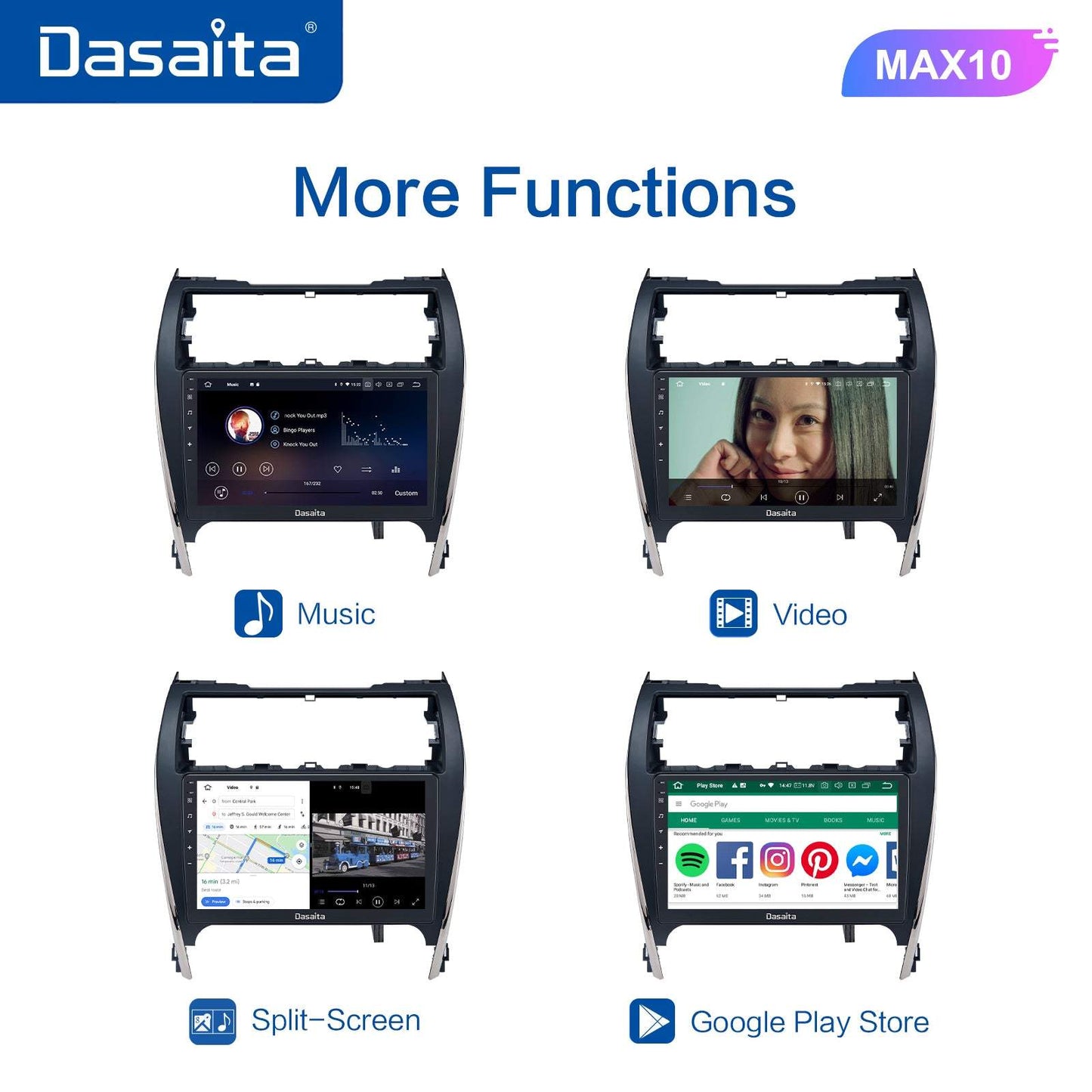 Dasaita MAX10 Toyota Camry 2012 2013 2014 Car Stereo 10.2 Inch Carplay Android Auto PX6 4G+64G Android10 1280*720 DSP AHD Radio
