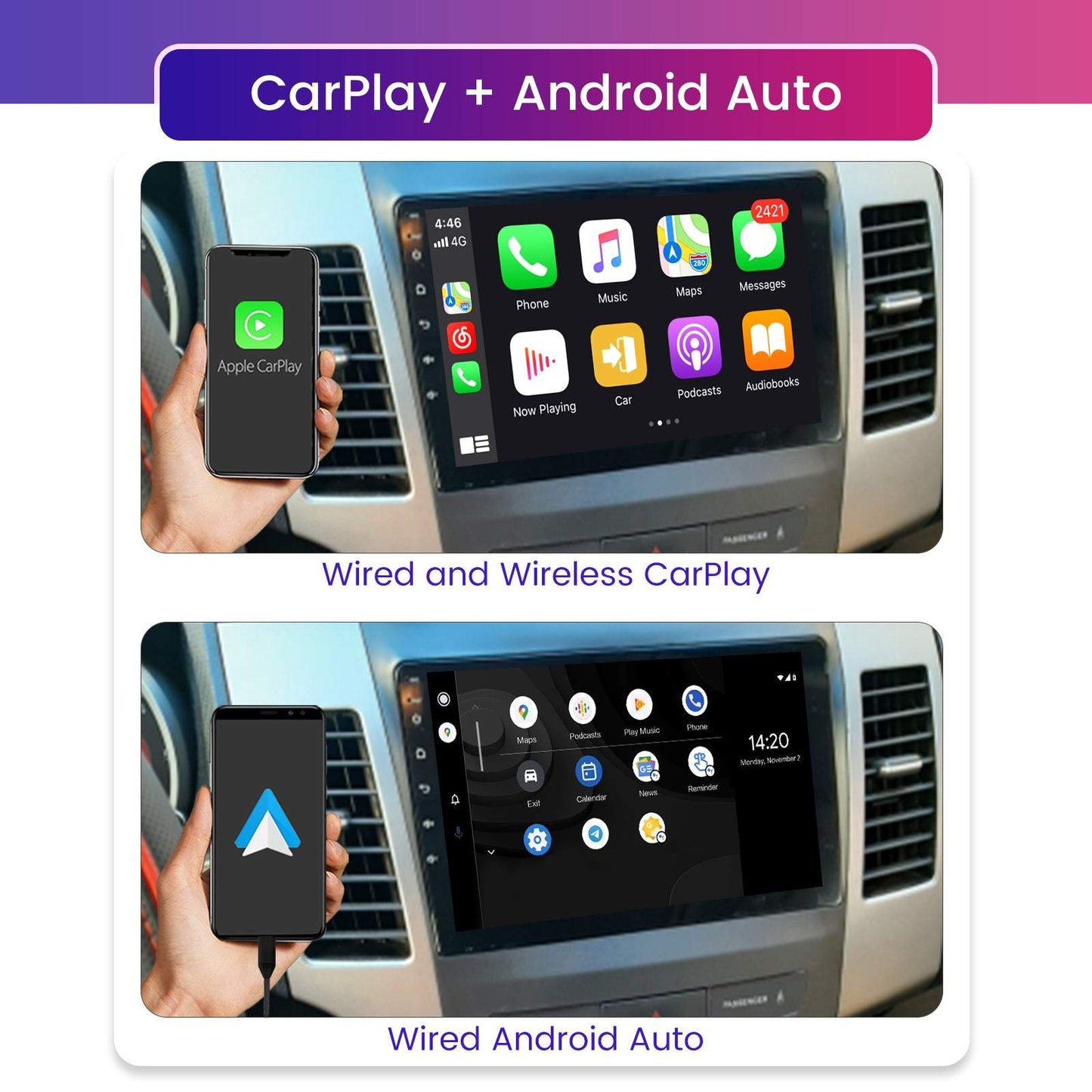 Roadanvi F10 for Mitsubishi Outlander 2007 2008 2009 2010 2011 2012 2013 Car GPS Navigation AI Voice Control Apple Carplay Android Auto 8G 128G DSP Stereo