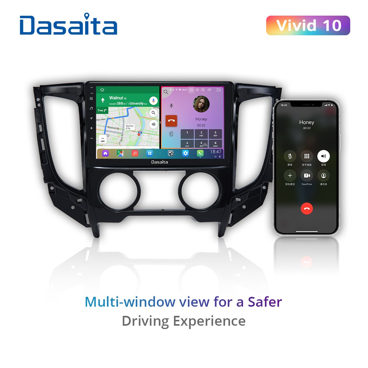 Dasaita Vivid For Mitsubishi Triton Car Radio 9" IPS Screen Android 10.0 Autoradio GPS Navigation TDA7850 BT5.0 Carplay 1280*720