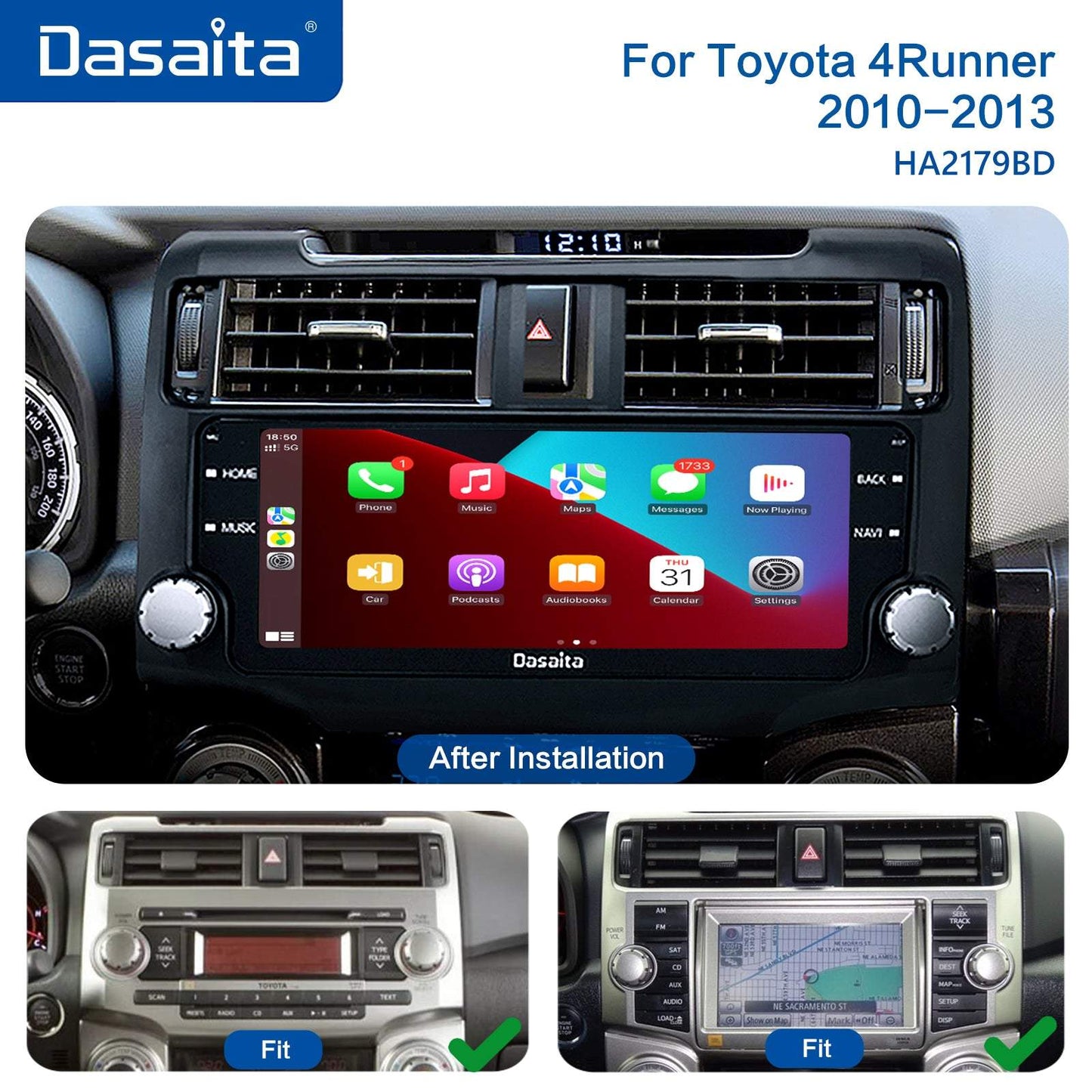 Dasaita MAX11 Toyota 4Runner 2014 2015 2016 2017 2018 Car Stereo 10.25 Inch Carplay Android Auto PX6 4G+64G Android11 1280*480 DSP AHD Radio
