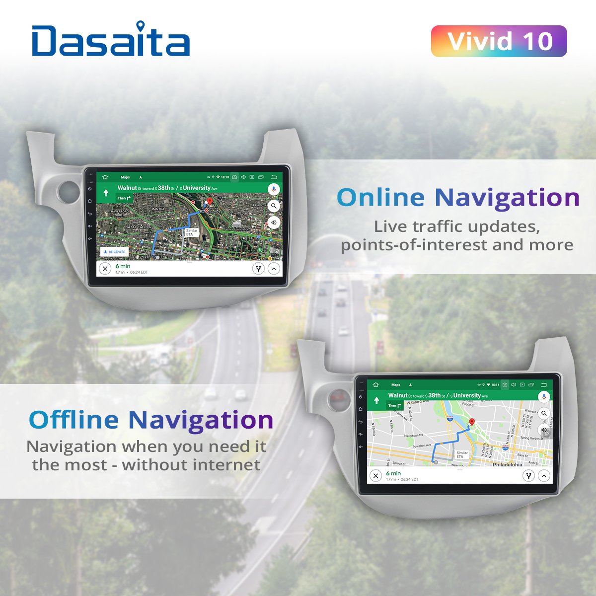 Dasaita Vivid for Honda Jazz Fit 2008 2009 2010 2011 2012 Car Android 10 1din Radio 10.2" IPS GPS MP3 1280*720 HDMI 4G 64G ROM