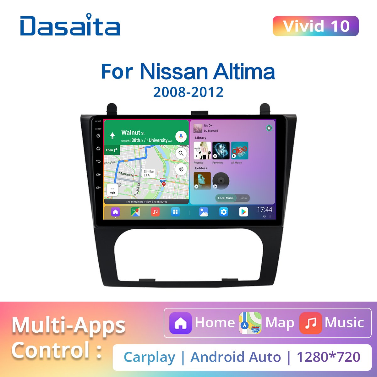 Dasaita Vivid Nissan Altima 2008 2009 2010 2011 2012 Car Stereo Android GPS Navigation Carplay Android Auto Multimedia 4G 64