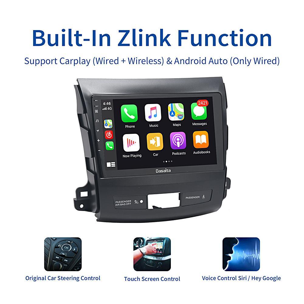 Dasaita Car Android 10.0 For Mitsubishi Outlander 1 Din 2008 2009 2010 2011 Radio Stereo 9“ Multi Touch Screen TDA7850