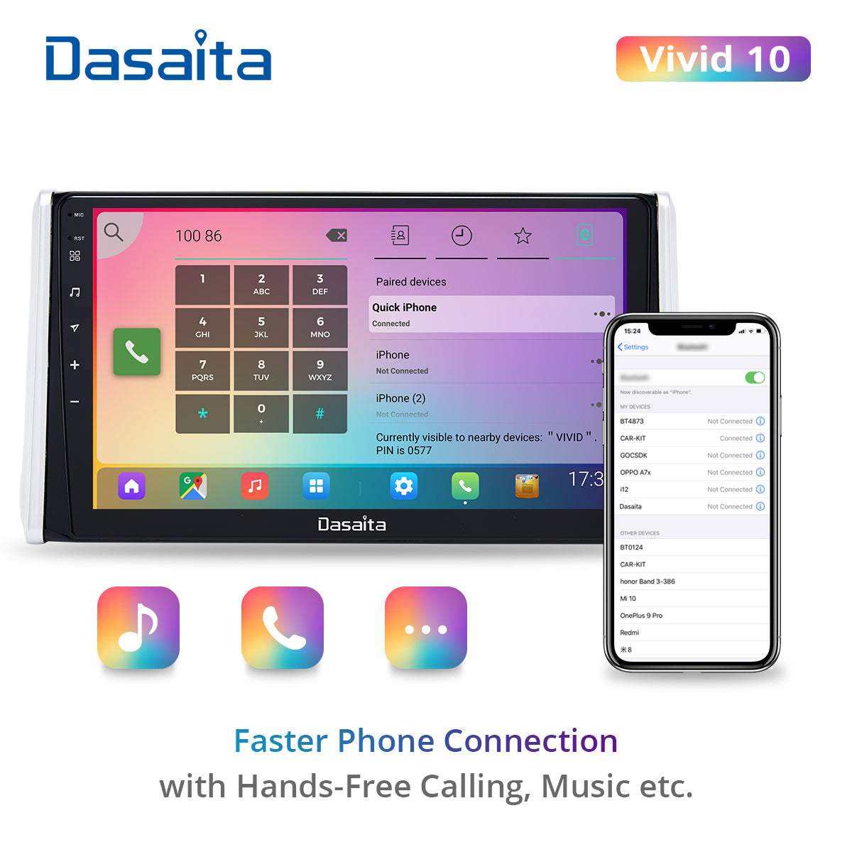 Dasaita Vivid11 Toyota RAV4 2019 2020 2021 Car Stereo 10.2 Inch Carplay Android Auto PX6 4G+64G Android11 1280*720 DSP AHD Radio