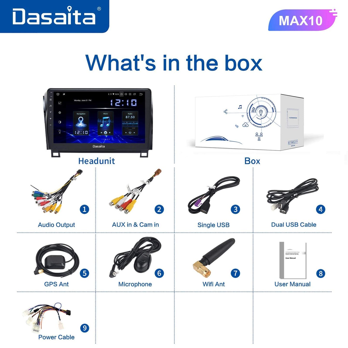 Dasaita MAX11 Toyota Tundra Sequoia Car Stereo 10.2 Inch Carplay Android Auto PX6 4G+64G Android11 1280*720 DSP AHD Radio