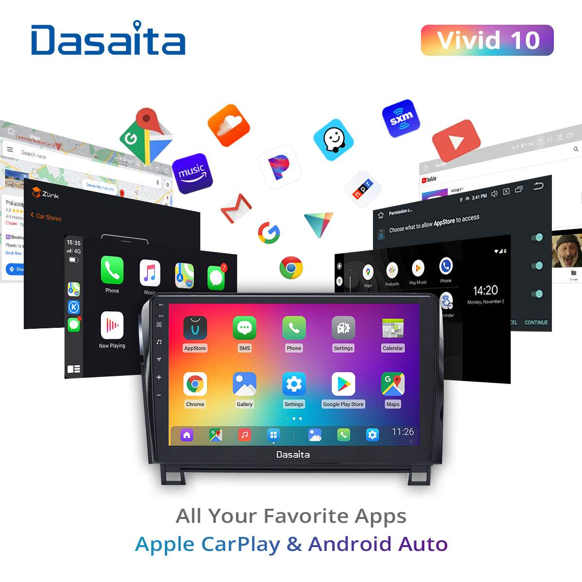 Dasaita Vivid11 Toyota Tundra Sequoia Car Stereo 10.2Inch Carplay Android Auto PX6 4G+64G Android11 1280*720 DSP AHD Radio