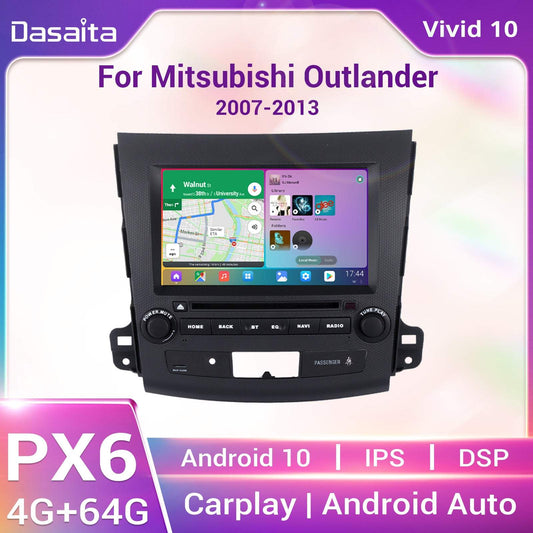 Dasaita Vivid10 For Mitsubishi Outlander 2007 2008 2009 2010 2011 2012 2013 Car Stereo Apple Carplay Android Auto Touch Screen 4G+64G DSP Radio