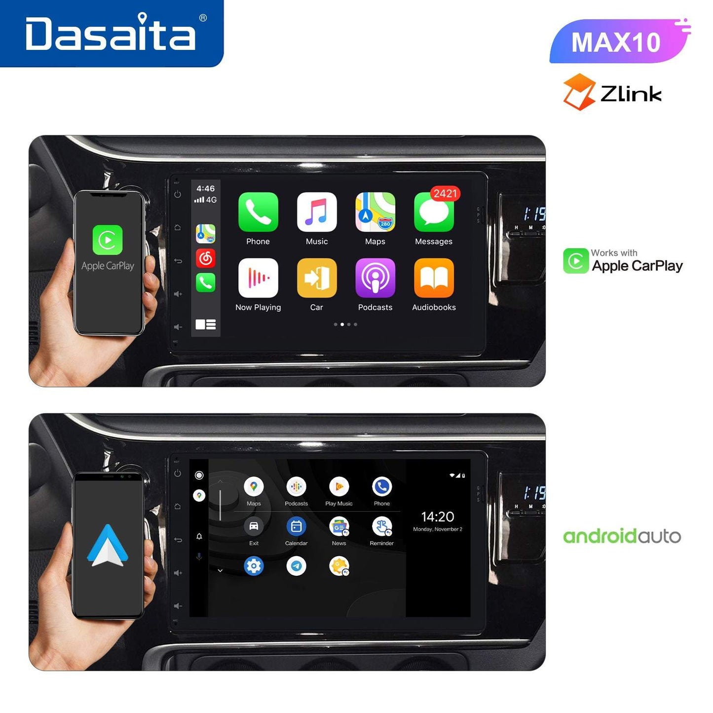 Dasaita MAX11 Toyota Universal/Sienna Single Din Car Stereo 9 Inch Carplay Android Auto PX6 4G+64G Android11 1280*720 DSP AHD Radio