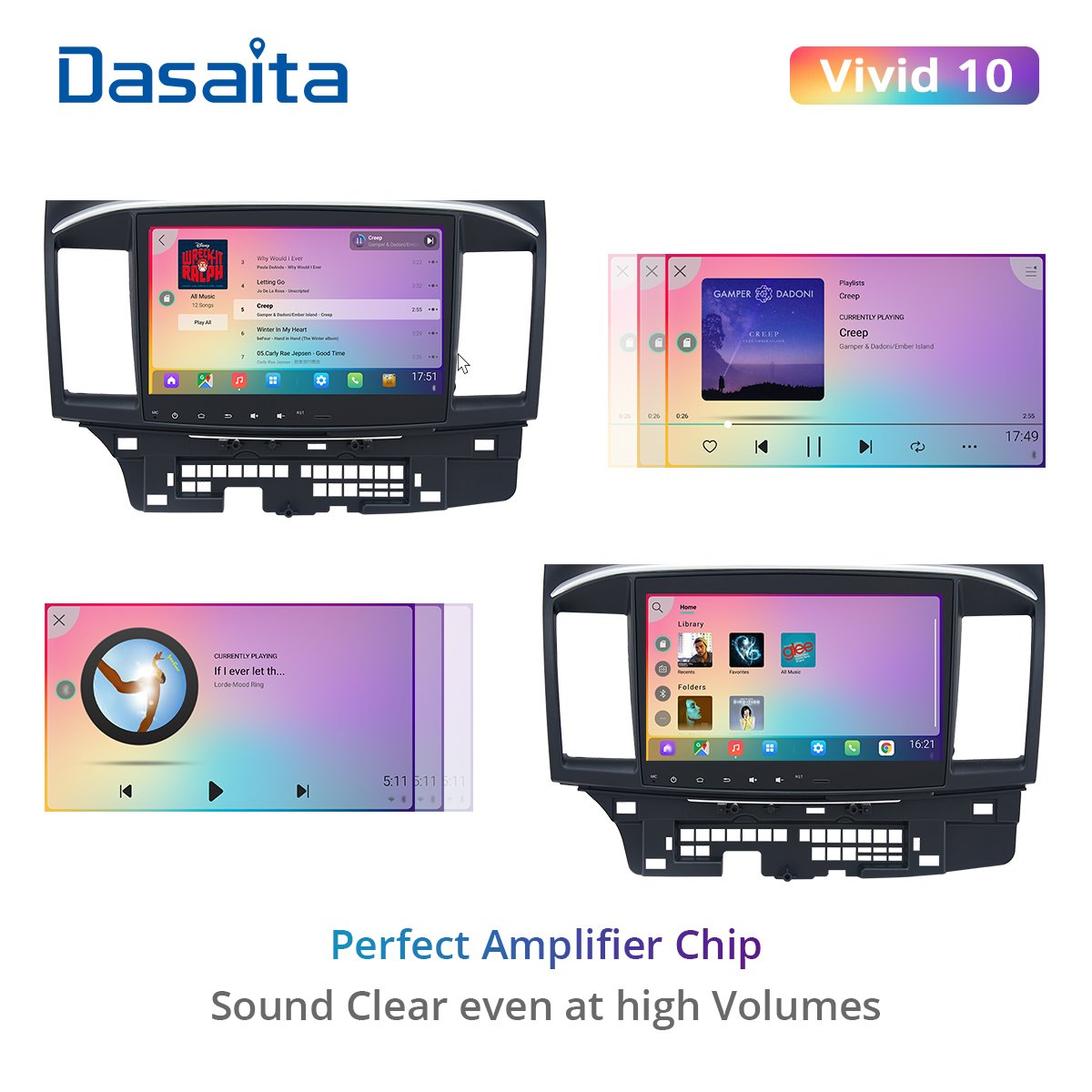 Dasaita Vivid Car Radio for Mitsubishi Lancer EVO 10 2008 2009 2010 2011 2014 to 2017 Carplay Android Auto Stereo GPS Navigation