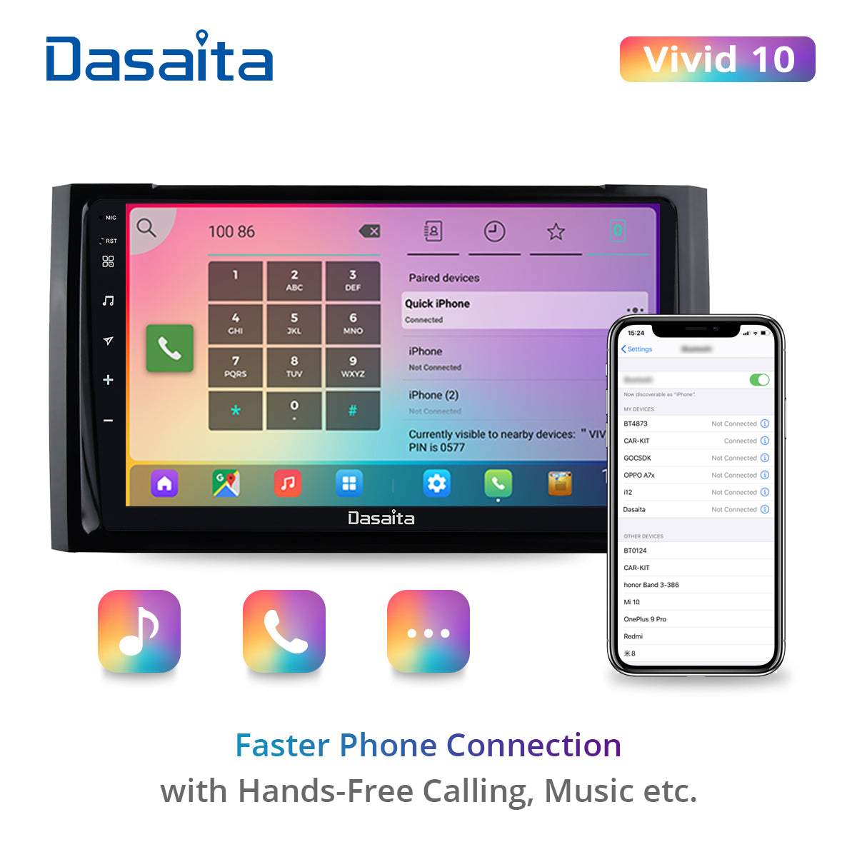 Dasaita Vivid11 Toyota Tundra 2014 2015 2016 2017 2018 Car Stereo 9 Inch Carplay Android Auto PX6 4G+64G Android11 1280*720 DSP AHD Radio