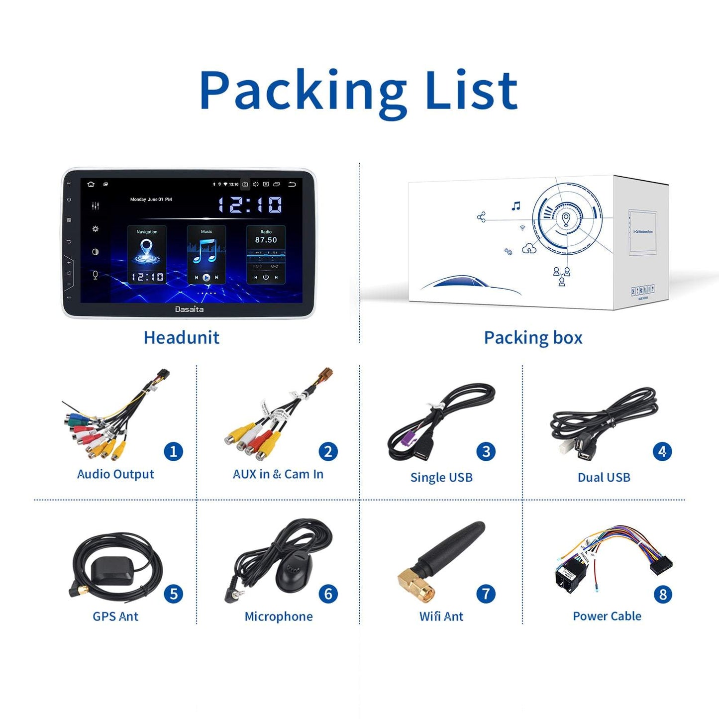 Dasaita (Outlets) W11 2 Din Universal Car Stereo 10.2 Inch PX4 2G+32G Android11 1024*600 DSP AHD Radio