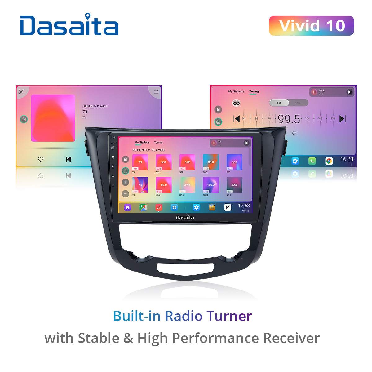 Dasaita Vivid10/Vivid11 Nissan X-Trail Qashqai Rogue 2014 2015 2016 2017 2018 2019 2020 Car Stereo 10.2 Inch Carplay Android Auto PX6 4G+64G Android10/Android11 1280*720 DSP AHD Radio