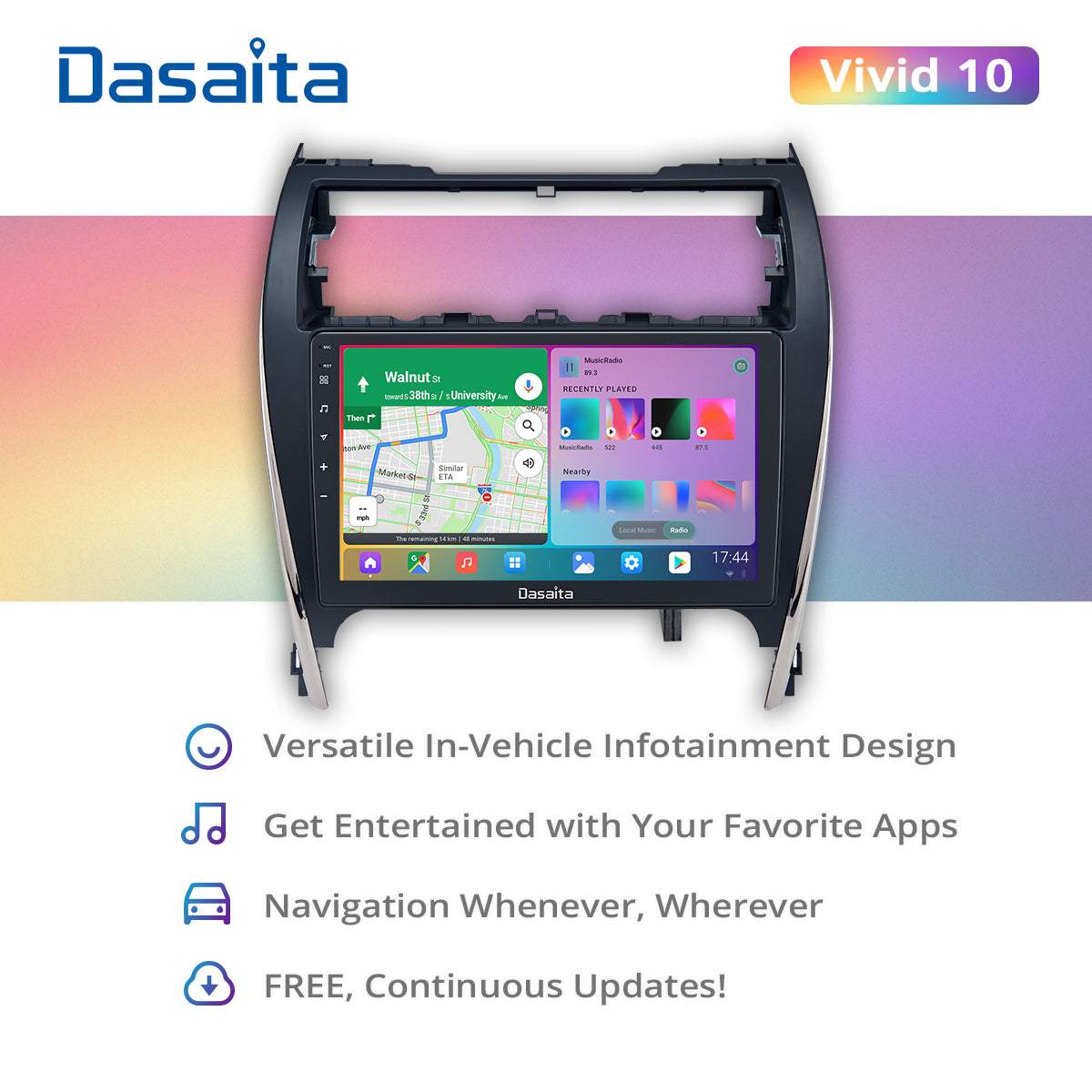 Dasaita Vivid10 Toyota Camry 2012 2013 2014 Car Stereo 10.2 Inch Carplay Android Auto PX6 4G+64G Android10 1280*720 DSP AHD Radio