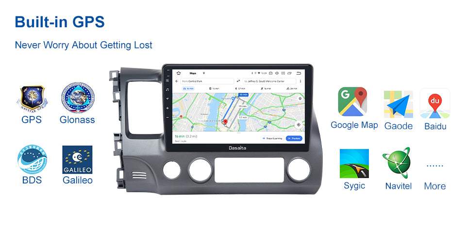 Dasaita MAX11 Honda Civic 2007 2008 2009 2010 2011 Car Stereo 10.2 Inch Carplay Android Auto PX6 4G+64G Android11 1280*720 DSP AHD Radio