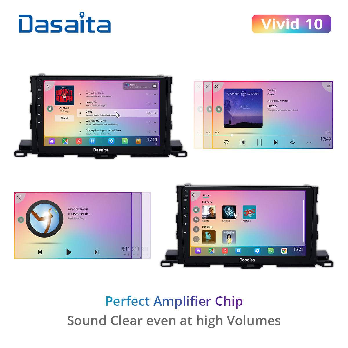 Dasaita Vivid11 Toyota highlander 2015 2016 2017 2018 Car Stereo 10.2 Inch Carplay Android Auto PX6 4G+64G Android11 1280*720 DSP AHD Radio