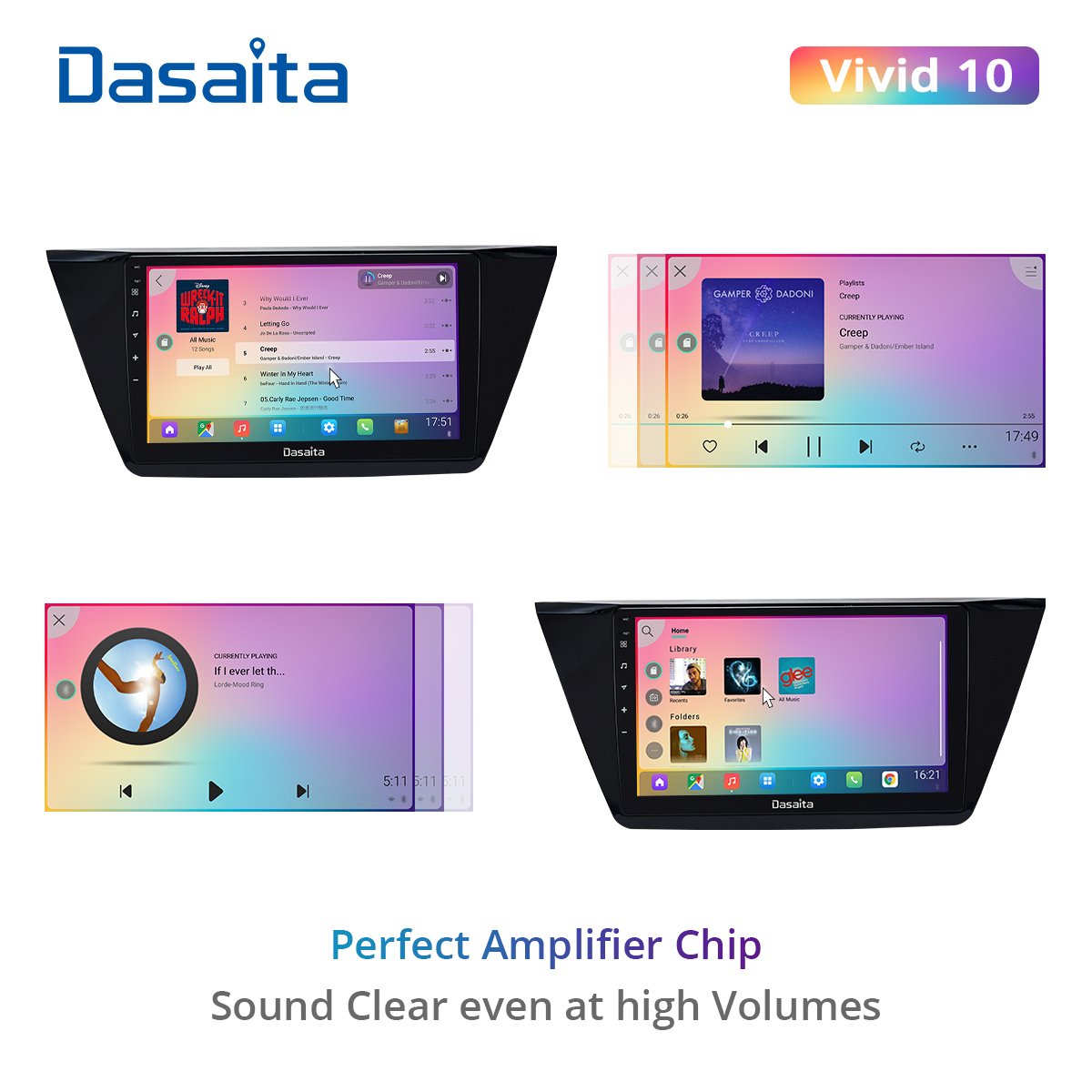 Dasaita Vivid for VW Tiguan 2017 2018 2019 Unit Car Radio Carplay Android Auto Video Player Navigation GPS 1280*720 4G 64G