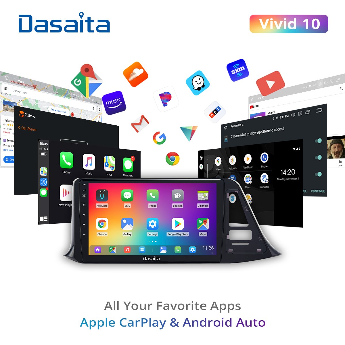 Dasaita Vivid for Toyota CHR 13CM 2016 2017 2018 Car Radio android Apple Carplay Android Auto Navigator GPS DPS 1280*720 4G 64G