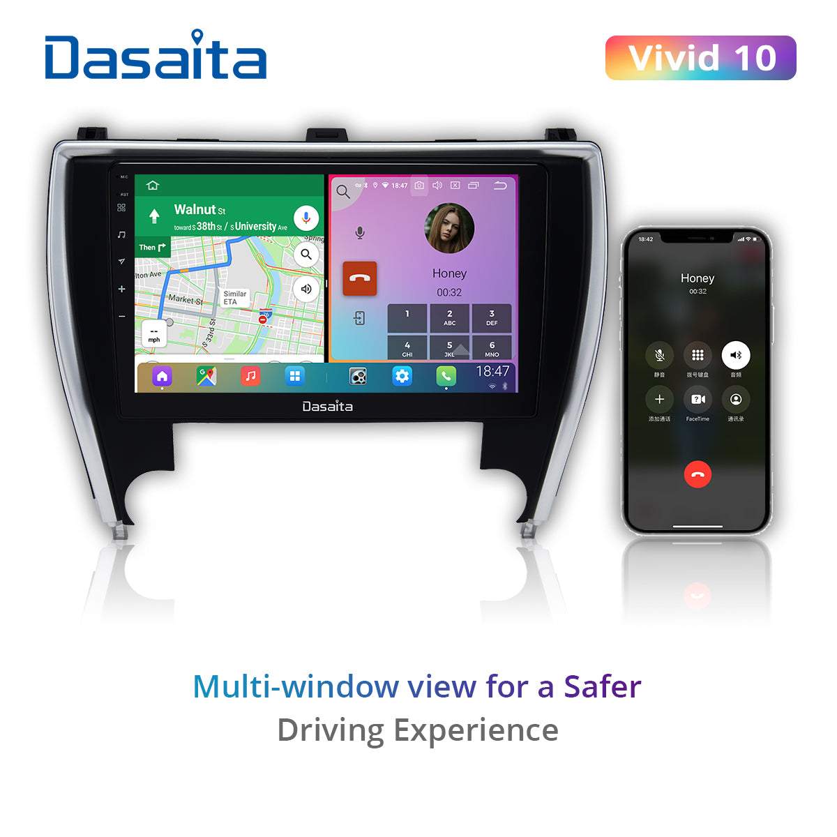 Dasaita Vivid11 Toyota Camry 2015 2016 2017 Car Stereo 10.2 Inch Carplay Android Auto PX6 4G+64G Android11 1280*720 DSP AHD Radio