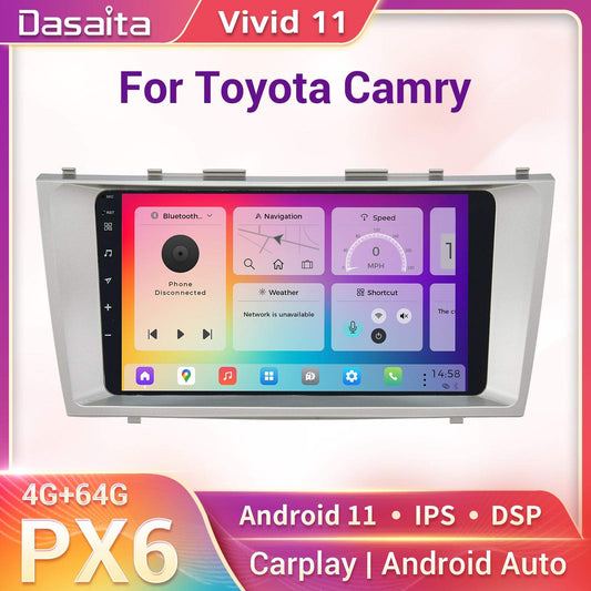 Dasaita Vivid10/Vivid11 Toyota Camry 2007 2008 2009 2010 2011 Car Stereo 9 Inch Carplay Android Auto PX6 4G+64G Android10/Android11 1280*720 DSP AHD Radio