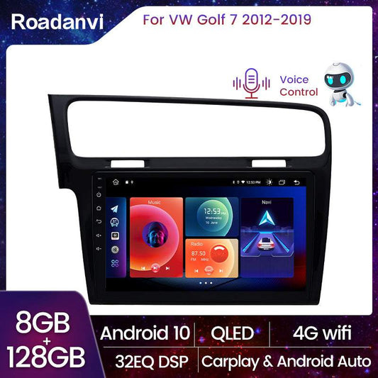 Roadanvi F10 for VW Golf 7 2012 2013 2014 2015 2016 2017 2018 2019 Car Stereo Android Auto Apple Carplay AI Voice Control 8G 128G Radio Wifi Video