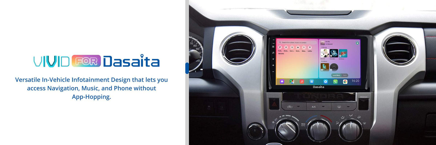 Dasaita Vivid11 Toyota Tundra 2014 2015 2016 2017 2018 Car Stereo 9 Inch Carplay Android Auto PX6 4G+64G Android11 1280*720 DSP AHD Radio