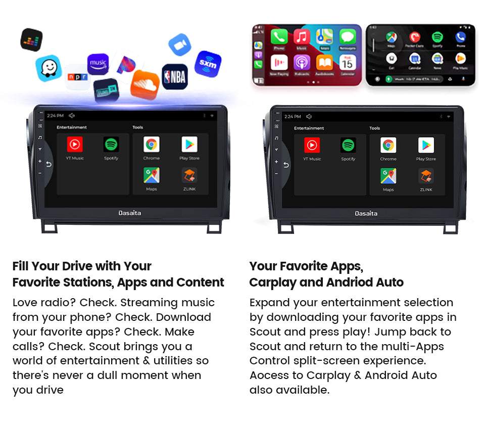 Dasaita Scout10 Toyota Tundra Sequoia 2007 2008 2009 2010 2011 2012 2013 Car Stereo 10.2" Carplay Android Auto PX6 4+64G Android10 1280*720 DSP Radio