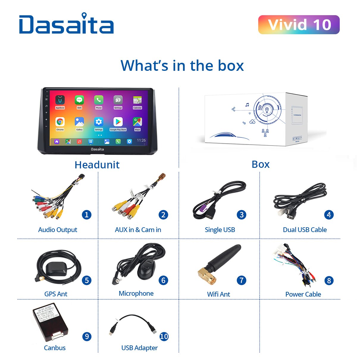 Dasaita Vivid For Toyota Corolla 2019 2020 Car stereo android Apple Carplay Android Auto Navigation IPS GPS DPS 1280*720 stereo