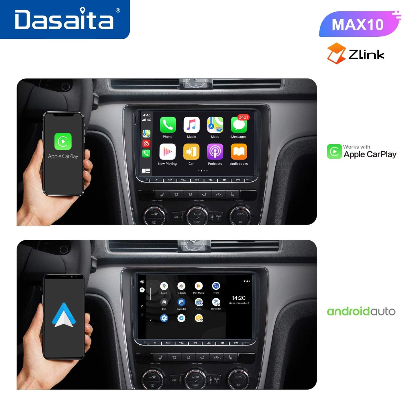 Dasaita (Outlets) MAX10 VW Universal Polo Golf Eos/Skoda 2006-2016 Car Stereo 9" Carplay Android Auto PX6 4G+64G Android10 1280*720 DSP Radio