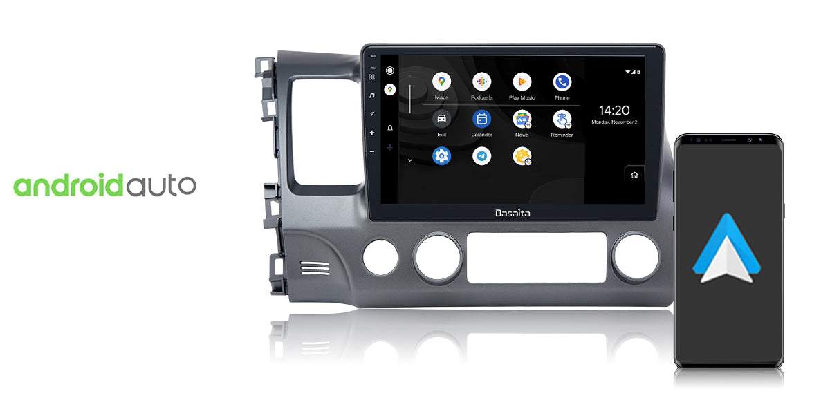 Dasaita Vivid10 Honda Civic 2007 2008 2009 2010 2011 Car Stereo 10.2 Inch Carplay Android Auto PX6 4G+64G Android10 1280*720 DSP AHD Radio