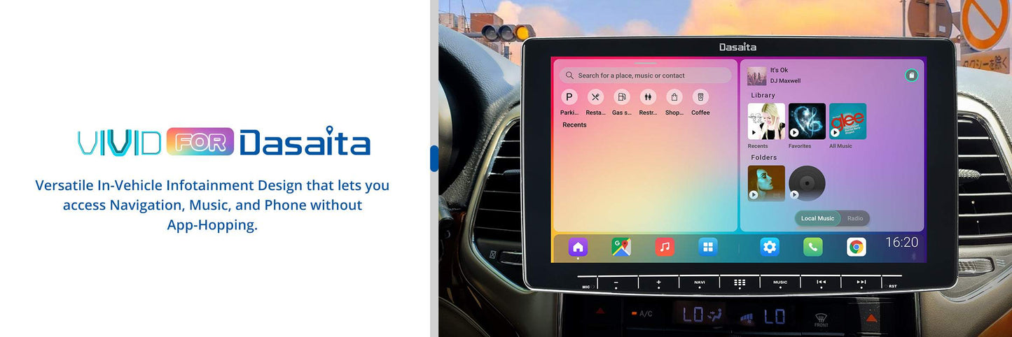 Dasaita Vivid11 Universal Double Din Car Stereo 10.2 Inch Carplay Android Auto PX6 4G+64G Android11 1280*720 DSP AHD Radio