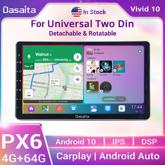 Dasaita Vivid10 Universal Double Din Car Stereo 11.6 Inch Carplay Android Auto PX6 4G+64G Android10 1920*1080 DSP AHD Radio