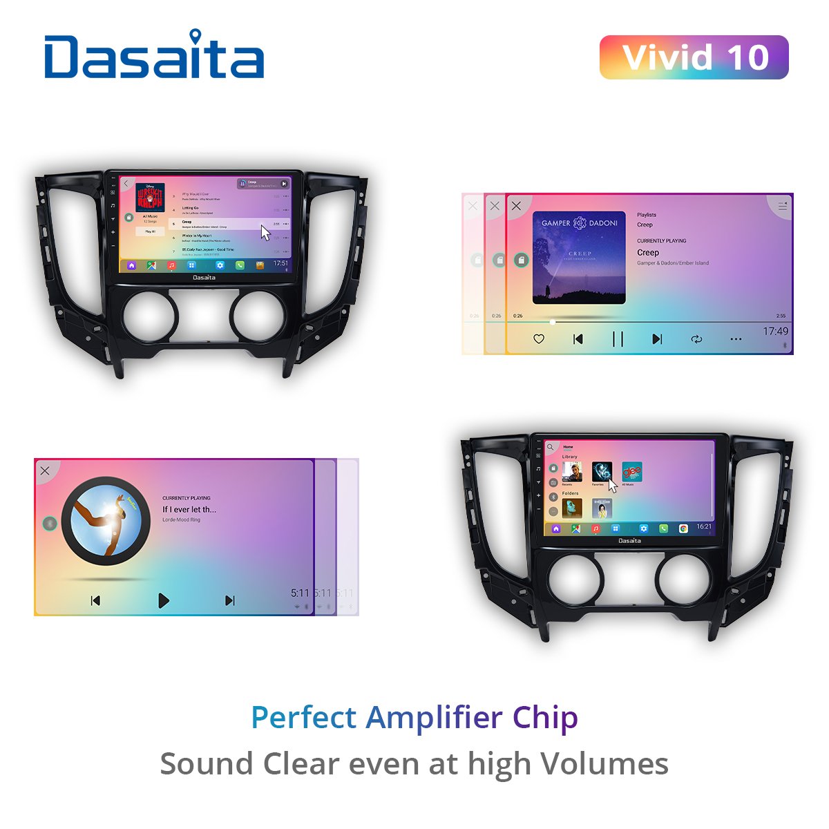 Dasaita Vivid For Mitsubishi Triton Car Radio 9" IPS Screen Android 10.0 Autoradio GPS Navigation TDA7850 BT5.0 Carplay 1280*720
